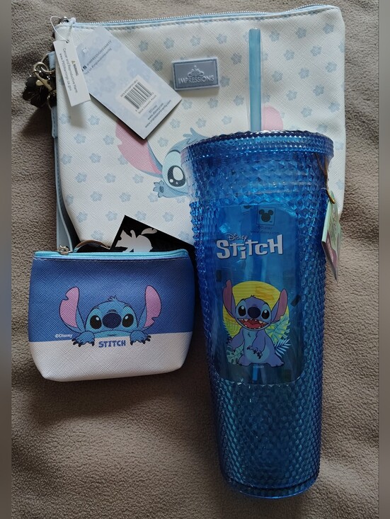 Disney Other - Disney Stitch NEW Blue Tumbler & (2) Pouch Sets.
